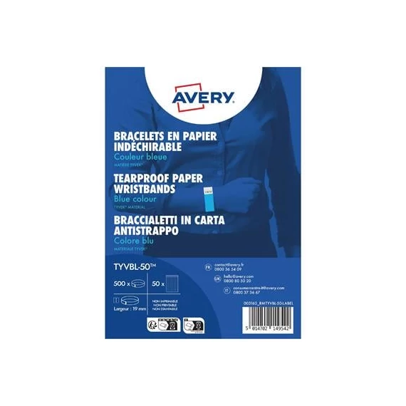 Karszalag, szakadásbiztos, 265x19 mm, AVERY ZWECKFORM "Tyvek", kék