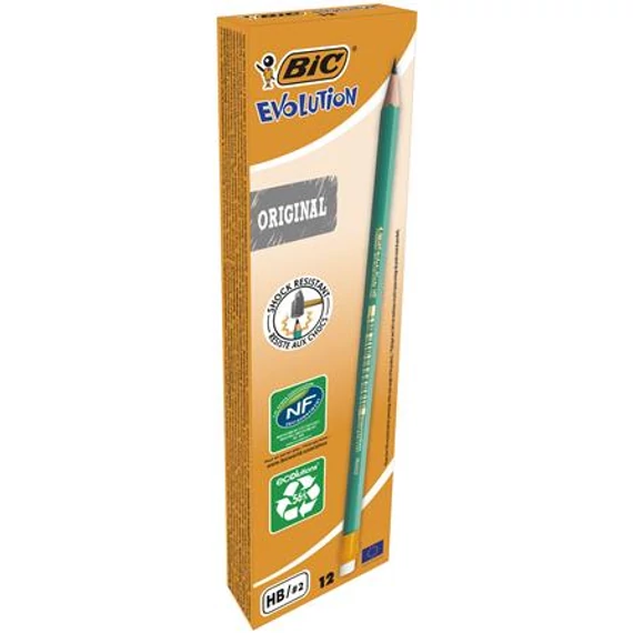 Grafitceruza radírral, HB, hatszögletű, BIC "Evolution Original"