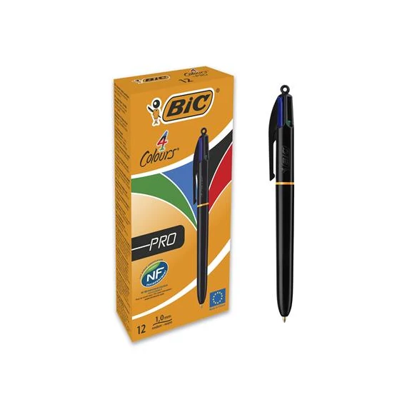 Golyóstoll, 0,32 mm, nyomógombos, négyszínű, BIC "4 Colours Pro"