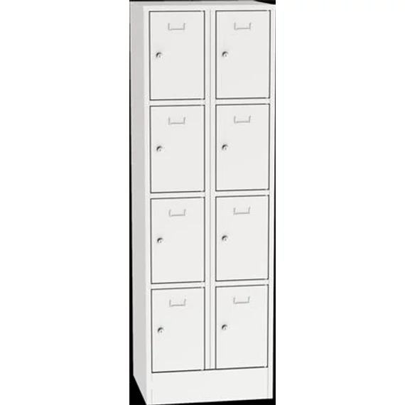 Tárolószekrény erősített acélból, zárható, 8 rekeszes Tárolószekrény erősített acélból, zárható, 8 rekeszes