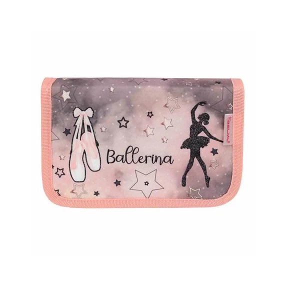 Tolltartó, klapnis, cipzáras, BELMIL "Rose Ballet", szürke-rózsaszín, balerina