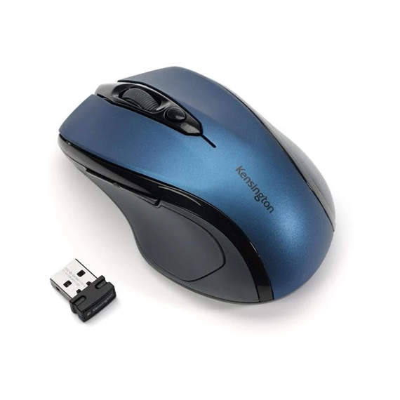 Egér, vezeték nélküli, optikai, közepes méret, USB, KENSINGTON "Pro Fit", kék