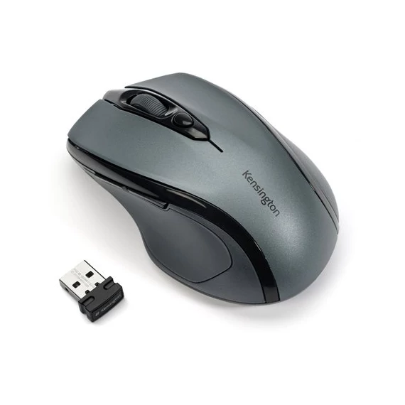 Egér, vezeték nélküli, optikai, közepes méret, USB, KENSINGTON "Pro Fit", szürke