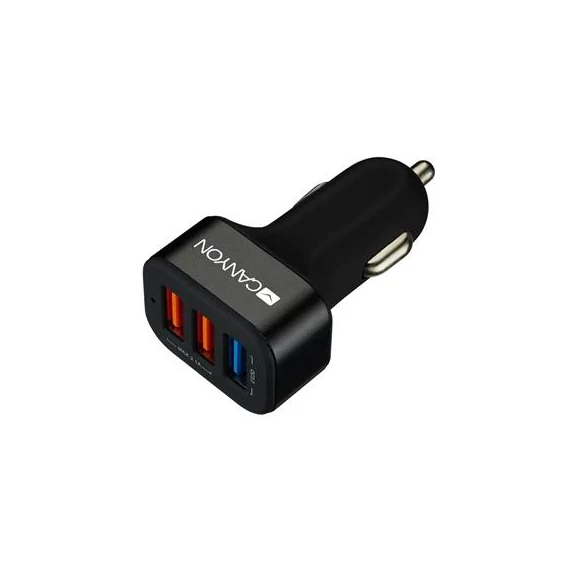 Autós töltő, 3xUSB, QC 3.0, 2,1A, CANYON "C-07"