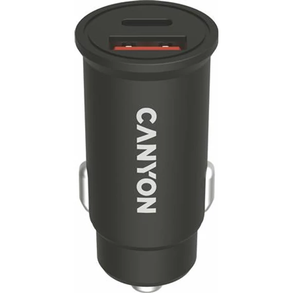 Autós töltő, USB-C/USB-A, QC 3.0 18W, PD 30W, CANYON "C-20B03"