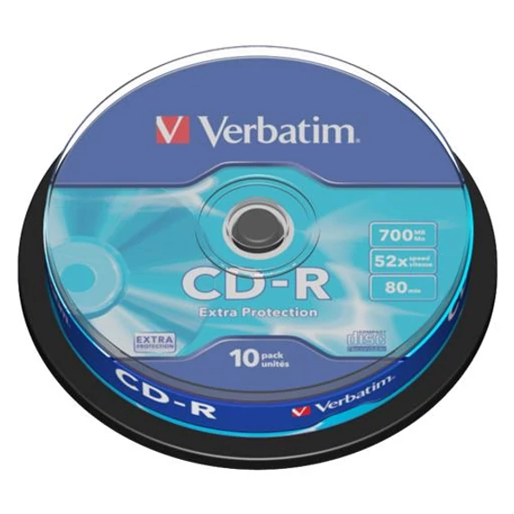 CD-R lemez, 700MB, 52x, 10 db, hengeren, VERBATIM "DataLife"