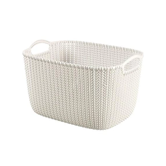 Kötött hatású kosár, L méret, CURVER "Knit", fehér Kötött hatású kosár, L méret, CURVER "Knit", fehér