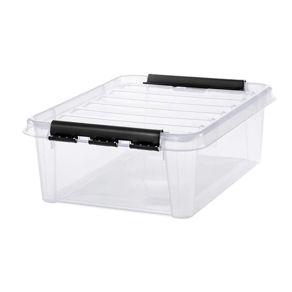 Műanyag tárolódoboz, 21 liter, fekete fogantyúkkal, SMARTSTORE "Classic 24", átlátszó Műanyag tárolódoboz, 21 liter, fekete fogantyúkkal, SMARTSTORE "Classic 24", átlátszó