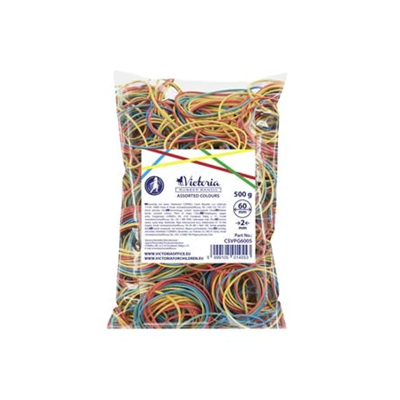 Postázógumi, 60X2 mm, VICTORIA FACILITY, 0,5 kg, vegyes színű