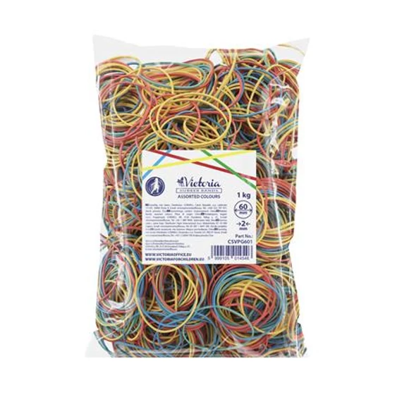 Postázógumi, 60X2 mm, VICTORIA FACILITY, 1 kg, vegyes színű