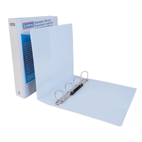 Gyűrűs könyv, panorámás, 4 gyűrű, D alakú, 63 mm, A4, PP, DONAU, fehér Gyűrűs könyv, panorámás, 4 gyűrű, D alakú, 63 mm, A4, PP, DONAU, fehér