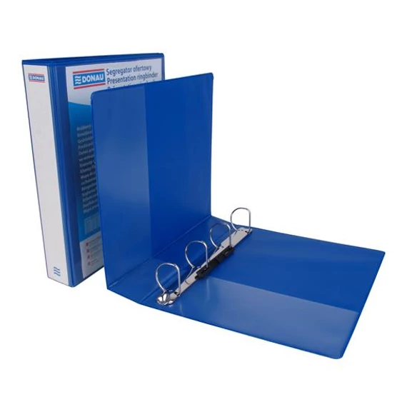 Gyűrűs könyv, panorámás, 4 gyűrű, D alakú, 63 mm, A4, PP, DONAU, kék Gyűrűs könyv, panorámás, 4 gyűrű, D alakú, 63 mm, A4, PP, DONAU, kék