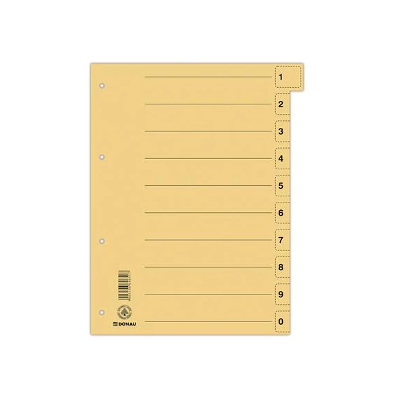 Regiszter, karton, A4, mikroperforált, DONAU, citromsárga