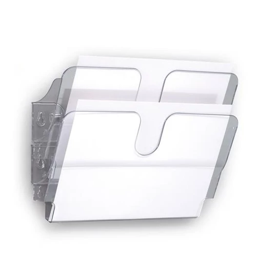 Prospektustartó, fali, fekvő, A4, DURABLE "FLEXIPLUS 2", áttetsző