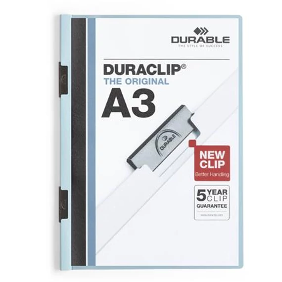 Gyorsfűző, klipes, A3, DURABLE "DURACLIP® 60", kék