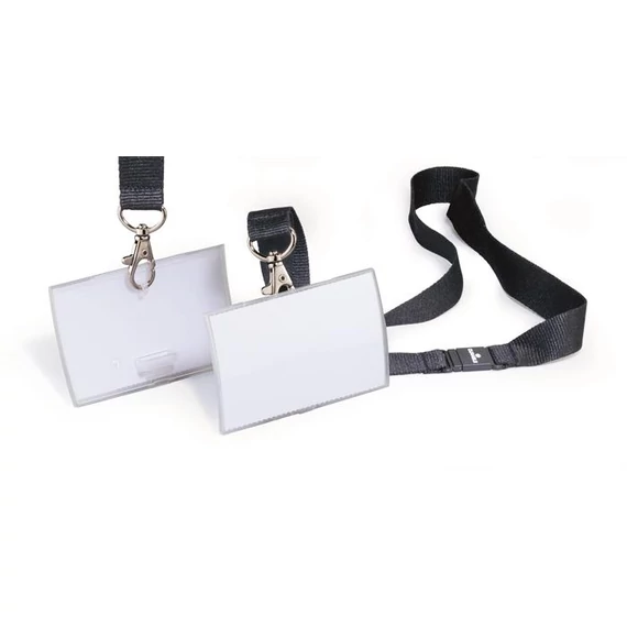 Névkitűző, nyakbaakasztóval, 54x90 mm, DURABLE "CLICK FOLD", áttetsző Névkitűző, nyakbaakasztóval, 54x90 mm, DURABLE "CLICK FOLD", áttetsző
