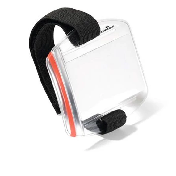 Azonosítókártya tartó, 1db kártyához, karra rögzíthető, DURABLE, áttetsző Azonosítókártya tartó, 1db kártyához, karra rögzíthető, DURABLE, áttetsző