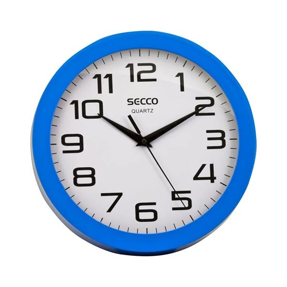 Falióra, 24,5 cm, kék keretes, SECCO "Sweep second"