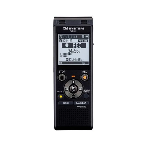 Diktafon, digitális, 8 GB memória, OM SYSTEM "WS-883", fekete