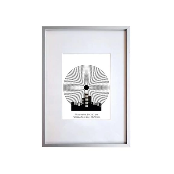 Képkeret, 21x29,7 cm, aluminium keret, "Fotoplus", ezüst