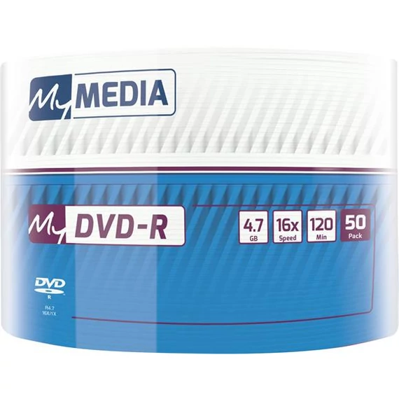 DVD-R lemez, 4,7 GB, 16x, 50 db, zsugor csomagolás, MYMEDIA (by VERBATIM)