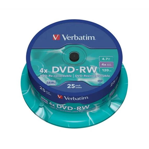 DVD-RW lemez, újraírható, 4,7GB, 4x, 25 db, hengeren, VERBATIM