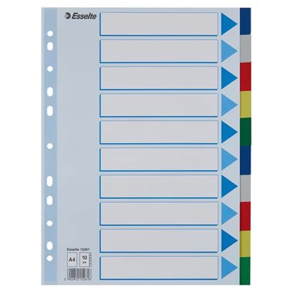 Regiszter, műanyag, A4, 10 részes, ESSELTE