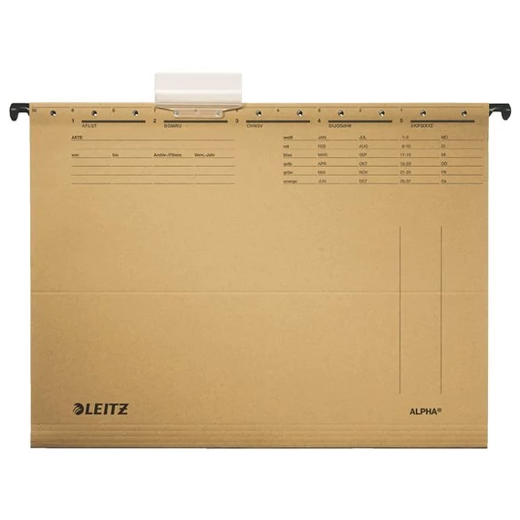 Függőmappa, karton, A4, LEITZ "Alpha Standard", natúr