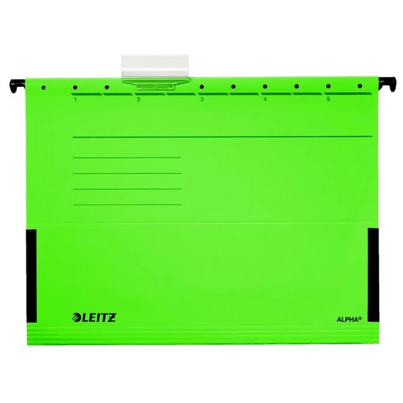 Függőmappa, oldalvédelemmel, karton, A4, LEITZ "Alpha", zöld