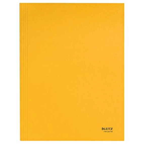 Pólyás dosszié, karton, A4, LEITZ "Recycle", sárga
