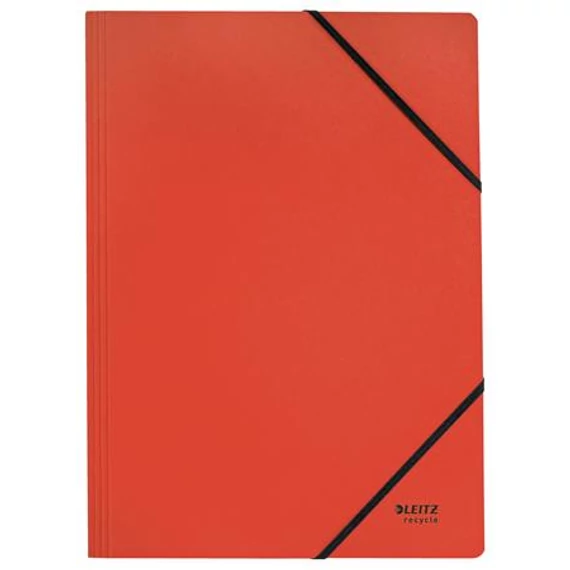 Gumis mappa, karton, A4, LEITZ "Recycle", piros