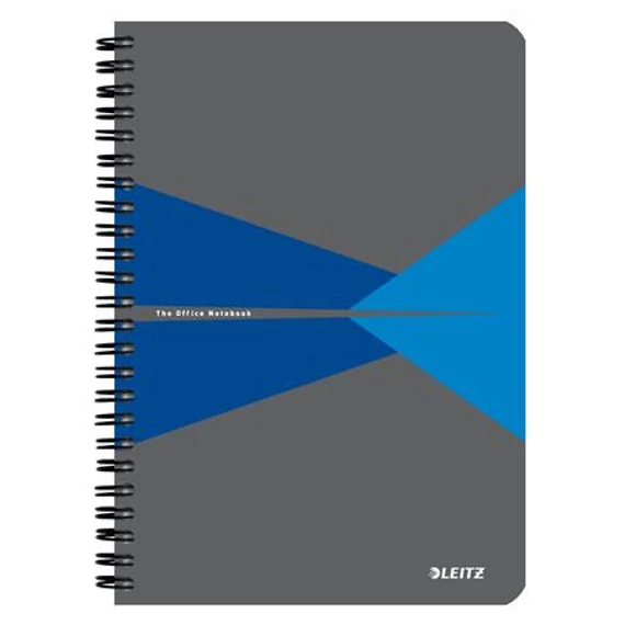 Spirálfüzet, A5, kockás, 90 lap, PP borító, LEITZ "Office", szürke-kék Spirálfüzet, A5, kockás, 90 lap, PP borító, LEITZ "Office", szürke-kék