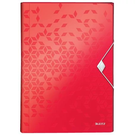 Harmonikamappa, A4, PP, 6 rekeszes, LEITZ "Wow", piros