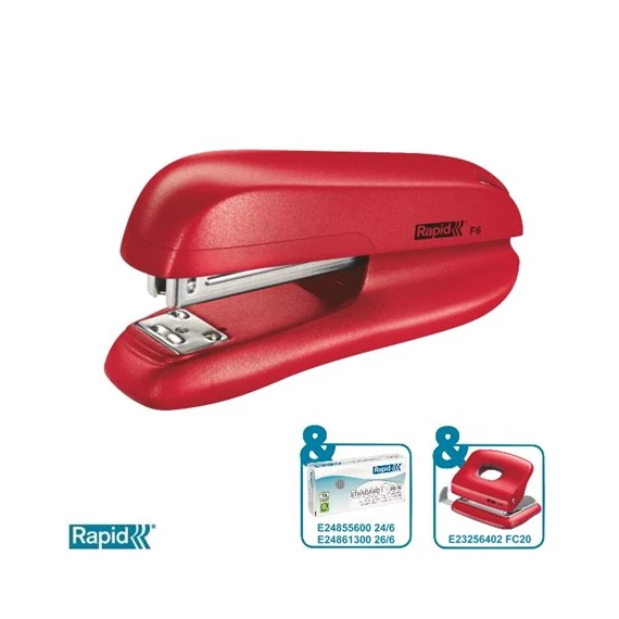 Tűzőgép, 24/6, 26/6, 20 lap, RAPID "F6", piros Tűzőgép, 24/6, 26/6, 20 lap, RAPID "F6", piros