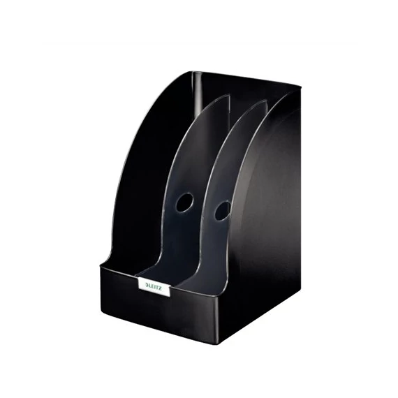 Iratpapucs, műanyag, 205 mm, elválasztókkal, LEITZ "Plus Jumbo", fekete