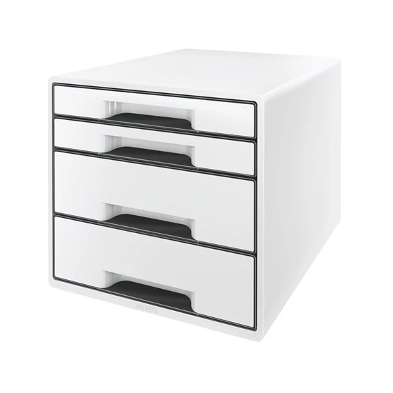 Irattároló, műanyag, 4 fiókos, LEITZ "Cube", fehér