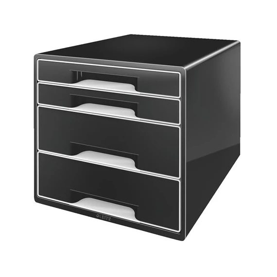 Irattároló, műanyag, 4 fiókos, LEITZ "Cube", fekete