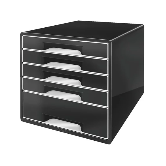 Irattároló, műanyag, 5 fiókos, LEITZ "Cube", fekete