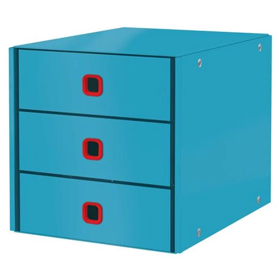 Irattároló, laminált karton, 3 fiókos, LEITZ "Cosy Click&Store", nyugodtkék