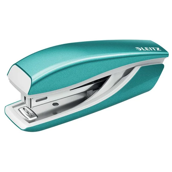 Tűzőgép, mini, No. 10, 10 lap, fém, LEITZ "Nexxt Wow", jégkék