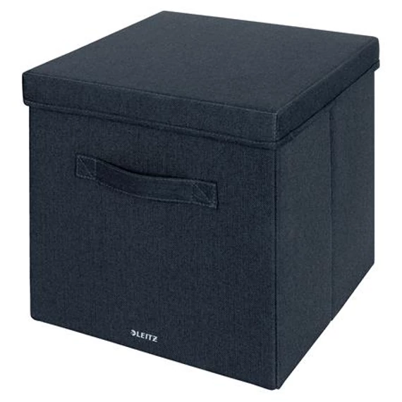 Doboz, szövet borítású, L méret, LEITZ "Fabric", sötétszürke