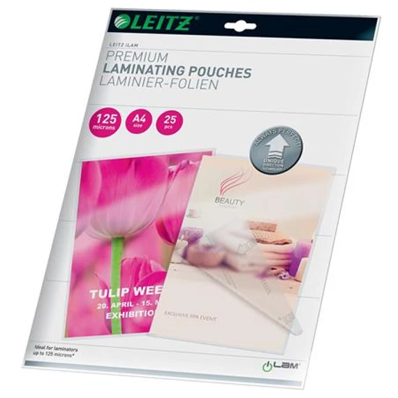 Meleglamináló-fólia, 125 mikron, A4, fényes, UDT technológiával, LEITZ "iLam"