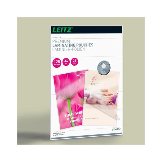 Meleglamináló-fólia, 125 mikron, A4, fényes, UDT technológiával, LEITZ "iLam"