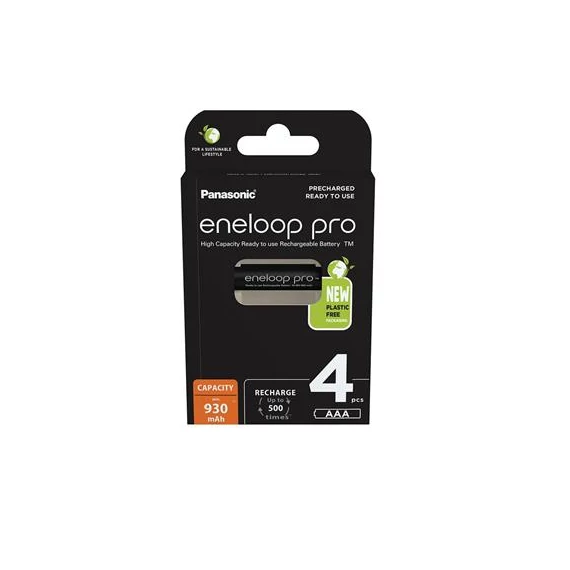 Tölthető elem, AAA mikro, 4x930 mAh Ni-MH, PANASONIC "Eneloop Pro"