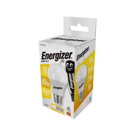 LED izzó, E27, normál gömb, 8,8W (60W), 806lm, 3000K, ENERGIZER