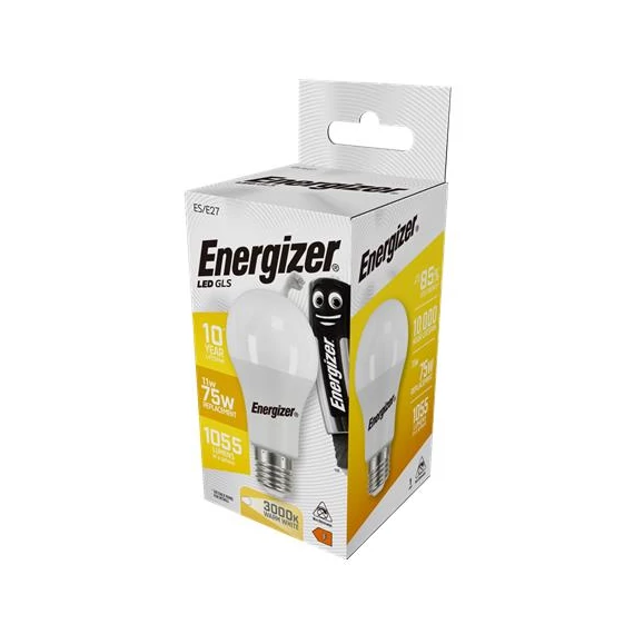 LED izzó, E27, normál gömb, 11,1W (75W), 1055lm, 3000K, ENERGIZER