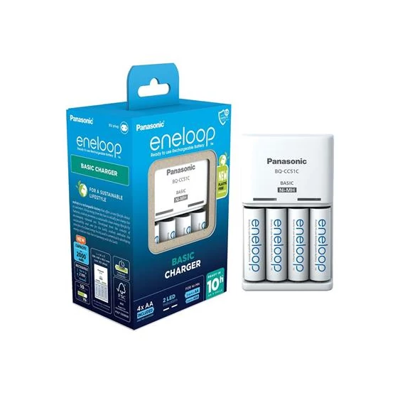 Elemtöltő, AA/AAA, 4x2000 mAh AA, PANASONIC "Eneloop"