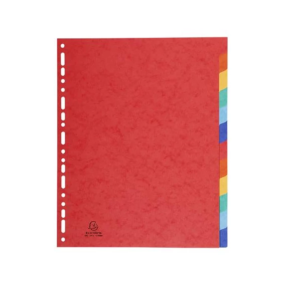 Regiszter, karton, A4+, 12 részes, EXACOMPTA, színes