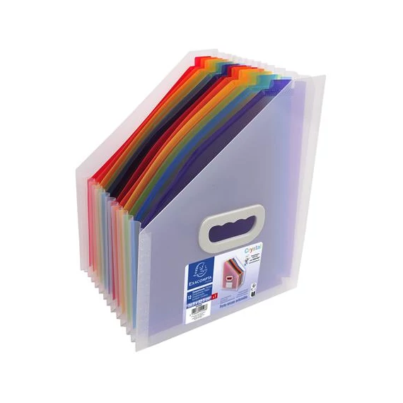 Harmonika iratpapucs, 265x325 mm, PP, 12 rekeszes, EXACOMPTA, színes