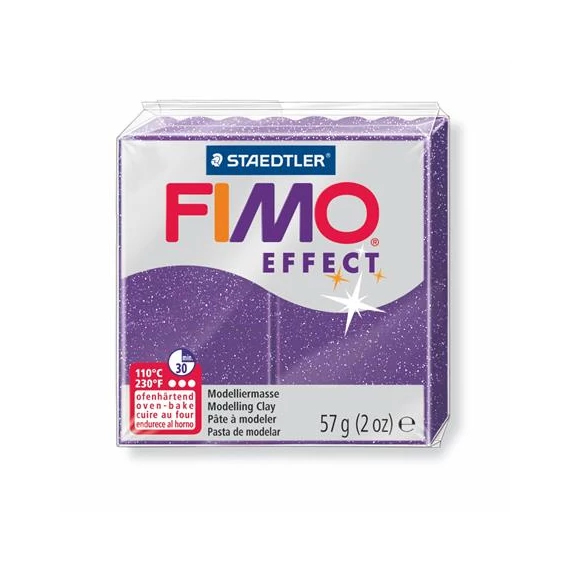 Gyurma, 57 g, égethető, FIMO "Effect", csillámos bíborlila